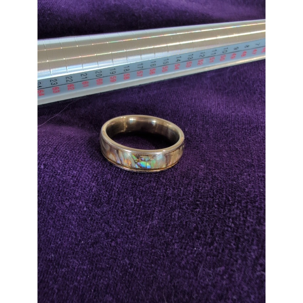Gold Tone Abalone Ring Size 8